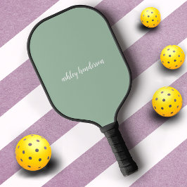 Monogramm für niedliche Preppy-Pastell-Grün Pickleball Schläger
