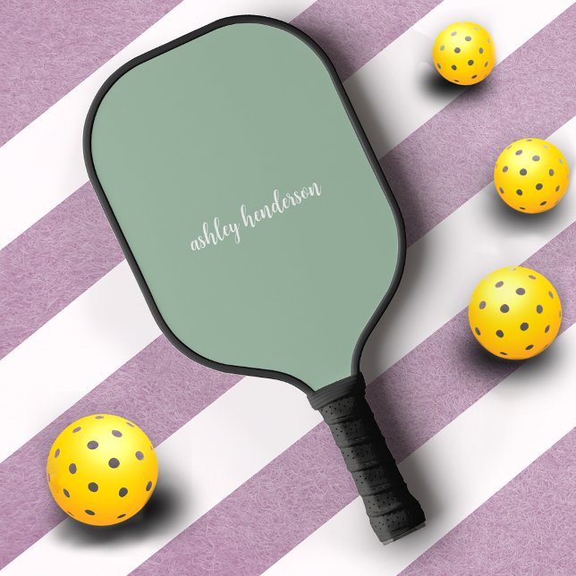 Monogramm für niedliche Preppy-Pastell-Grün Pickleball Schläger (Von Creator hochgeladen)