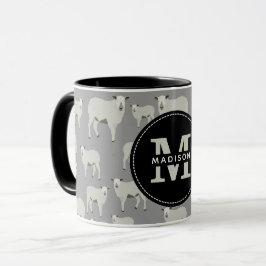 Monogramm für niedliches Schaf- und Lammentenmuste Tasse