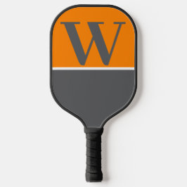 Monogramm für Orange & Grau Uni Team Colors Pickleball Schläger
