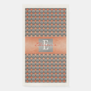 Monogramm für Orange und Grau-Polka-Dot-Muster Serviette