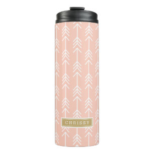 Monogramm für Peach und Gold Arrows Thermosbecher