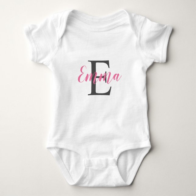 Monogramm für personalisierte Bezeichnung Baby Strampler (Vorderseite)