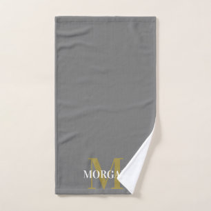 Monogramm für personalisierte Bezeichnung Grau Handtuch