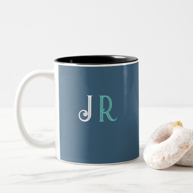 Monogramm für personalisierte Bezeichnung Zweifarbige Tasse (Mit Donut)