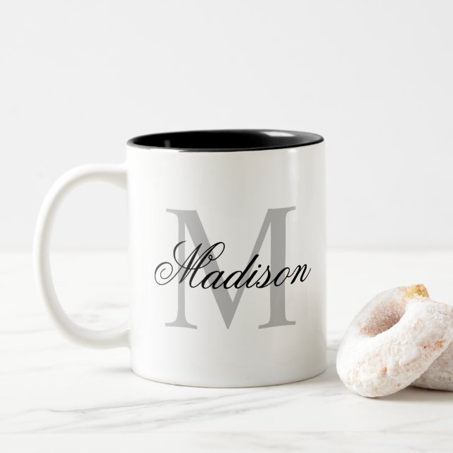 Monogramm für Personalisierte Namen Zweifarbige Tasse (Mit Donut)