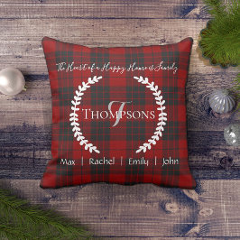 Monogramm für Personalisierte rote schwarze Famil Kissen