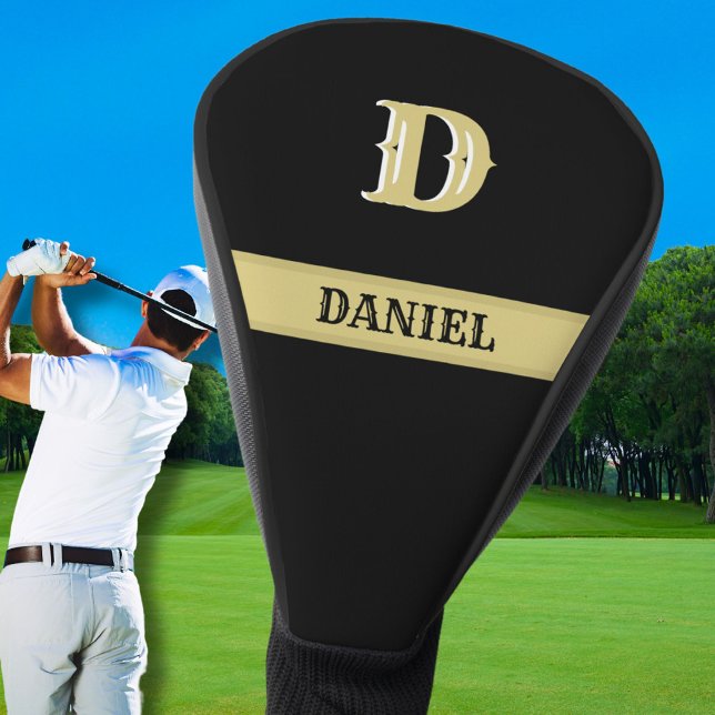Monogramm für Personalisierte schwarze Namen Golf Headcover (Von Creator hochgeladen)