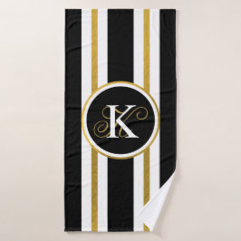 Monogramm für personalisierte schwarze und goldene badehandtuch