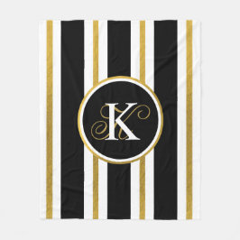 Monogramm für personalisierte schwarze und goldene fleecedecke