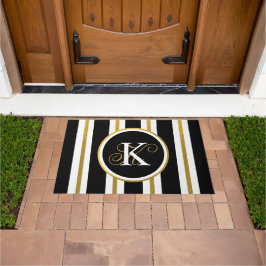 Monogramm für personalisierte schwarze und goldene fußmatte