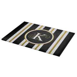 Monogramm für personalisierte schwarze und goldene schneidebrett
