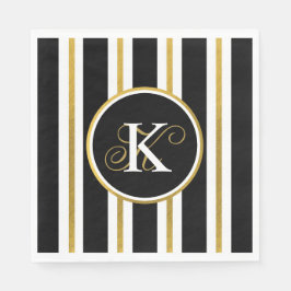 Monogramm für personalisierte schwarze und goldene serviette
