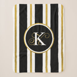 Monogramm für personalisierte schwarze und goldene sherpadecke