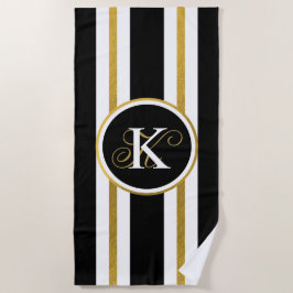 Monogramm für personalisierte schwarze und goldene strandtuch