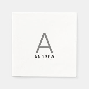 Monogramm für Personalisierten schwarzen grauen Na Serviette