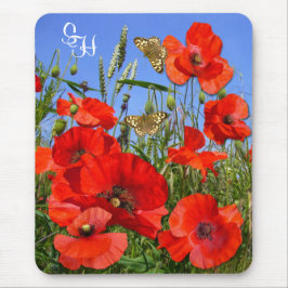 Monogramm für personalisiertes Mohnfeld Mousepad