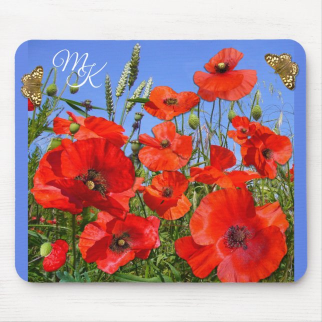Monogramm für personalisiertes Mohnfeld und Schmet Mousepad (Vorne)