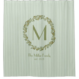 Monogramm für personalisiertes Olive Wreath Duschvorhang