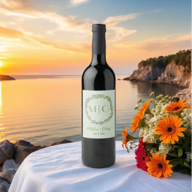 Monogramm für personalisiertes Olive Wreath Weinetikett (Von Creator hochgeladen)