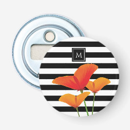 Monogramm für Poppy Chic Black Stripes Flaschenöffner