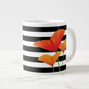 Monogramm für Poppy Chic Black Stripes Jumbo-Tasse