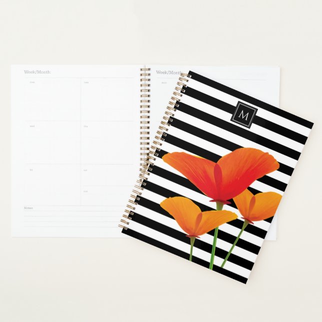 Monogramm für Poppy Chic Black Stripes Planer (Anzeige)