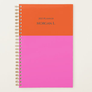 Monogramm für rosa und orange Farbblock Tagesplane Planer