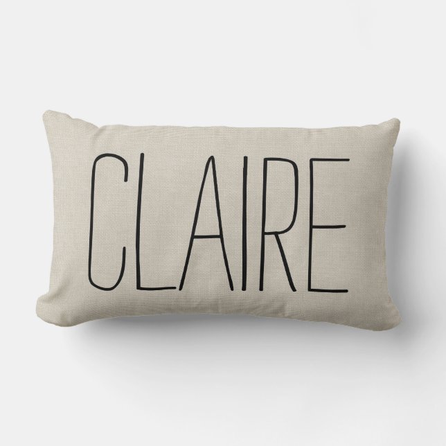 Monogramm für rustikale Elfenbeinnamen Lendenkissen (Vorderseite)