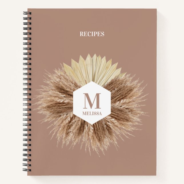 Monogramm für rustikale, warme neutrale Farben Notizbuch (Vorderseite)