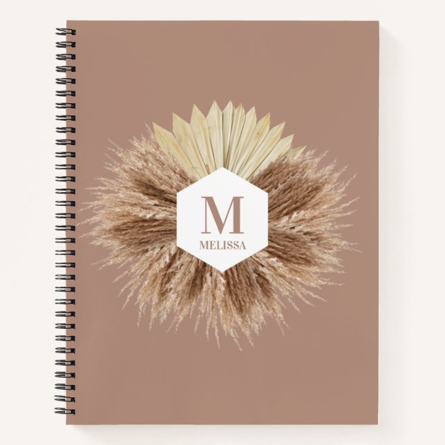 Monogramm für rustikale, warme neutrale Farben Notizbuch (Vorderseite)