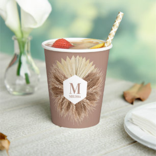 Monogramm für rustikale, warme neutrale Farben Pappbecher
