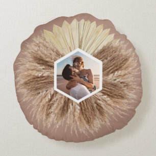 Monogramm für rustikale, warme neutrale Farben Rundes Kissen