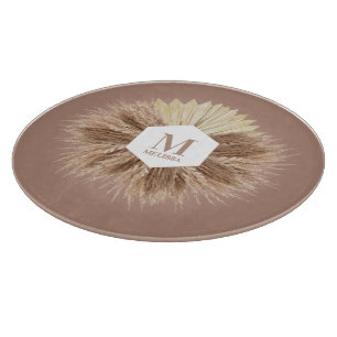 Monogramm für rustikale, warme neutrale Farben Schneidebrett