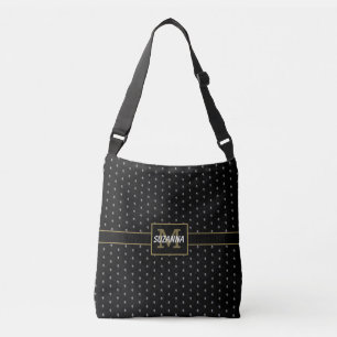 Monogramm für Schwarz-Gold-Muster Tragetaschen Mit Langen Trägern