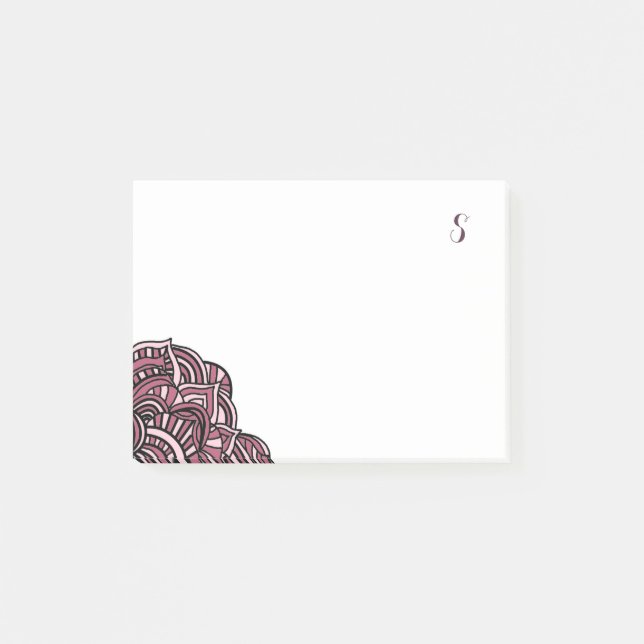 Monogramm für Schwarz und Lila Post-it Klebezettel (Vorderseite)