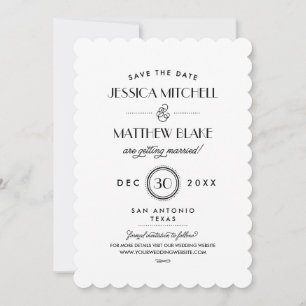 Monogramm für Schwarz-Weiß-Art-Deco Save the Date