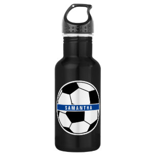 Monogramm für Schwarz-weiß- und Blue-Soccer-Sporta Edelstahlflasche