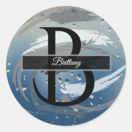 Monogramm für Schwarz, Weiß und Grau Runder Aufkleber