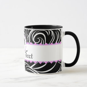 Monogramm für Schwarz-Weiß-Wellenmuster Personal Tasse