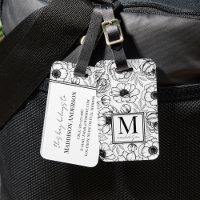 Monogramm für Schwarz-weiße florale Bezeichnung