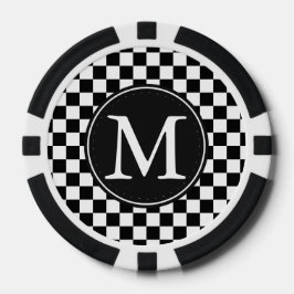 Monogramm für Schwarz-weiße kartierte Quadrate Pokerchips