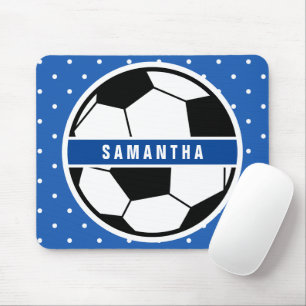 Monogramm für Schwarz-weiße und Blue-Soccer-Spiele Mousepad