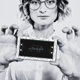 Monogramm für Schwarz-weiße Zierklatschdiamanten Visitenkarte