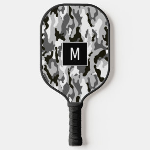 Monogramm für Schwarzweiß-Camouflage Pickleball Schläger