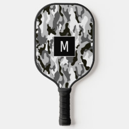 Monogramm für Schwarzweiß-Camouflage Pickleball Schläger