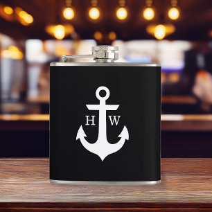 Monogramm für Schwarzweiß Flachmann