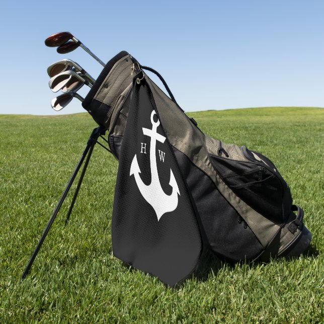 Monogramm für Schwarzweiß Golfhandtuch (Gras)