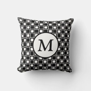 Monogramm für Schwarzweiß-Karton Kissen