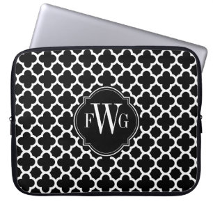 Monogramm für Schwarzweiß-Quatrefolien Laptopschutzhülle